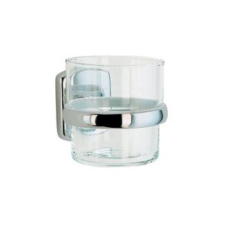 Smedbo CK343 Wall Mounted Clear Glass Tumbler with Polished Chrome Holder from the Cabin Collection